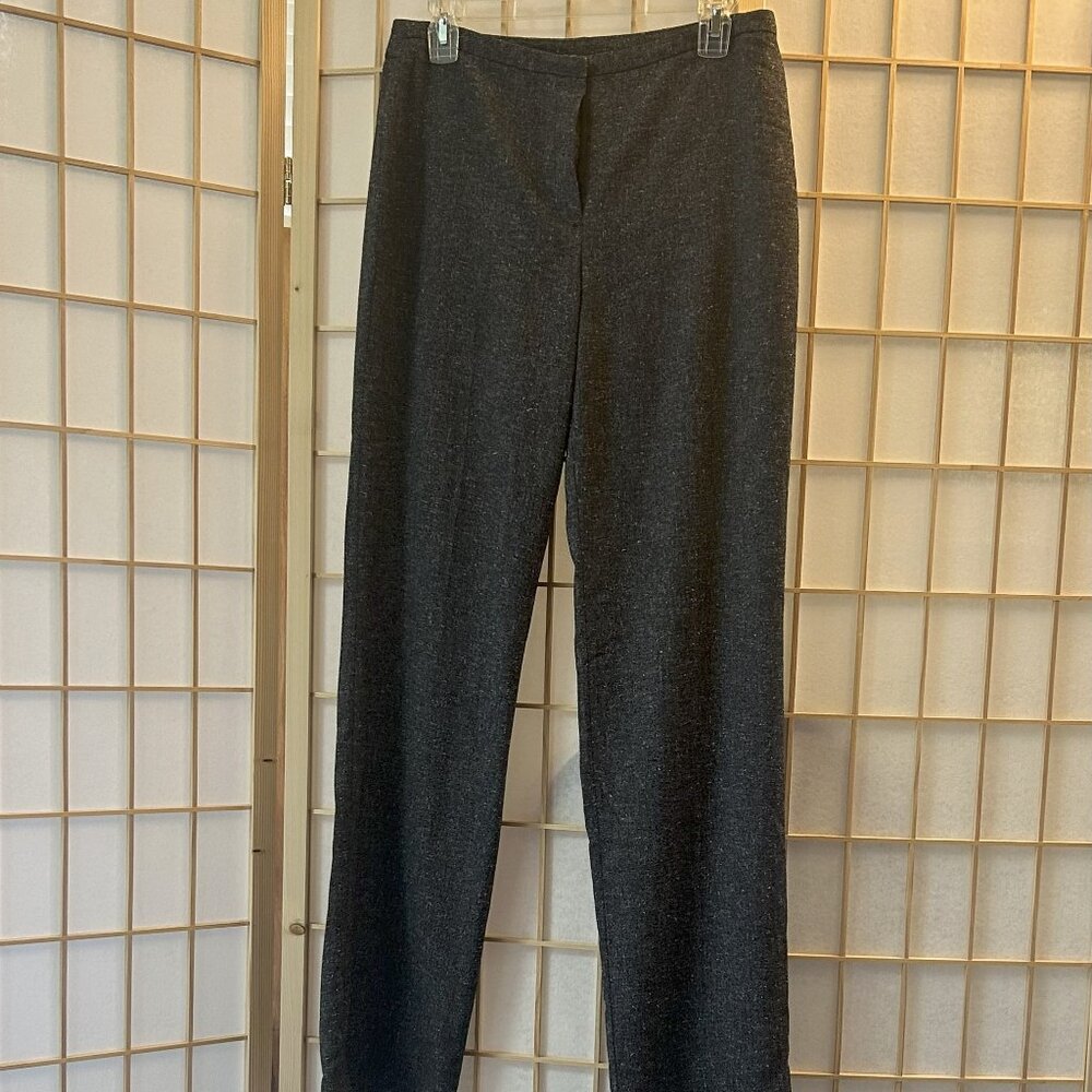 Tahari black and gray haze marled straight-leg trousers, women's size 6